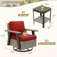 thumbnail image 4 of INTER HUT Serenity Retreat 3 PCS PE Wicker Outdoor Furniture Set, 2 Patio Swivel Rocker Chairs & Side Table, Beige/Red, 4 of 10