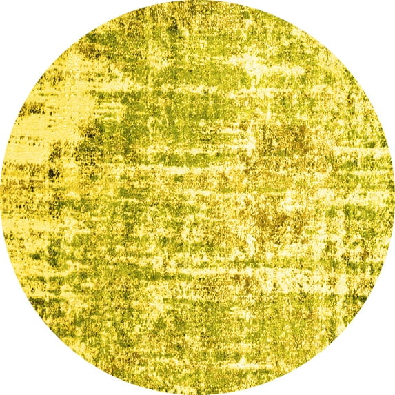 Ahgly Company Indoor Round Oriental Yellow Industrial Area Rugs, 4' Round