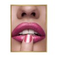 thumbnail image 1 of Designart Pink Woman Lips With Finger On Mouth FLOAT FRAME WALL ART, 1 of 4
