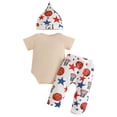 thumbnail image 4 of UngA Newborn Baby Boy Clothes Fishing Short Sleeve Romper Shirt Tops Pants Infant Summer Spring Outfits Cute Hat Set (Beige,6-12 Months), 4 of 7