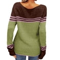 thumbnail image 4 of YDFCWXW Women Autumn Winter Colorblock Pullover Sweaters Round Neck Striped Slim Fitting Knitwear Tops AG, XL, 4 of 6