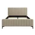 thumbnail image 1 of Ilios Innova | Base de Cama Matrimonial con Cabecera Acanalada Tapizada en Poliéster Beige, Estructura de Madera Robusta con Somier de Tablillas y Diseño Moderno Minimalista para Dormitorio Principal, 1 of 9