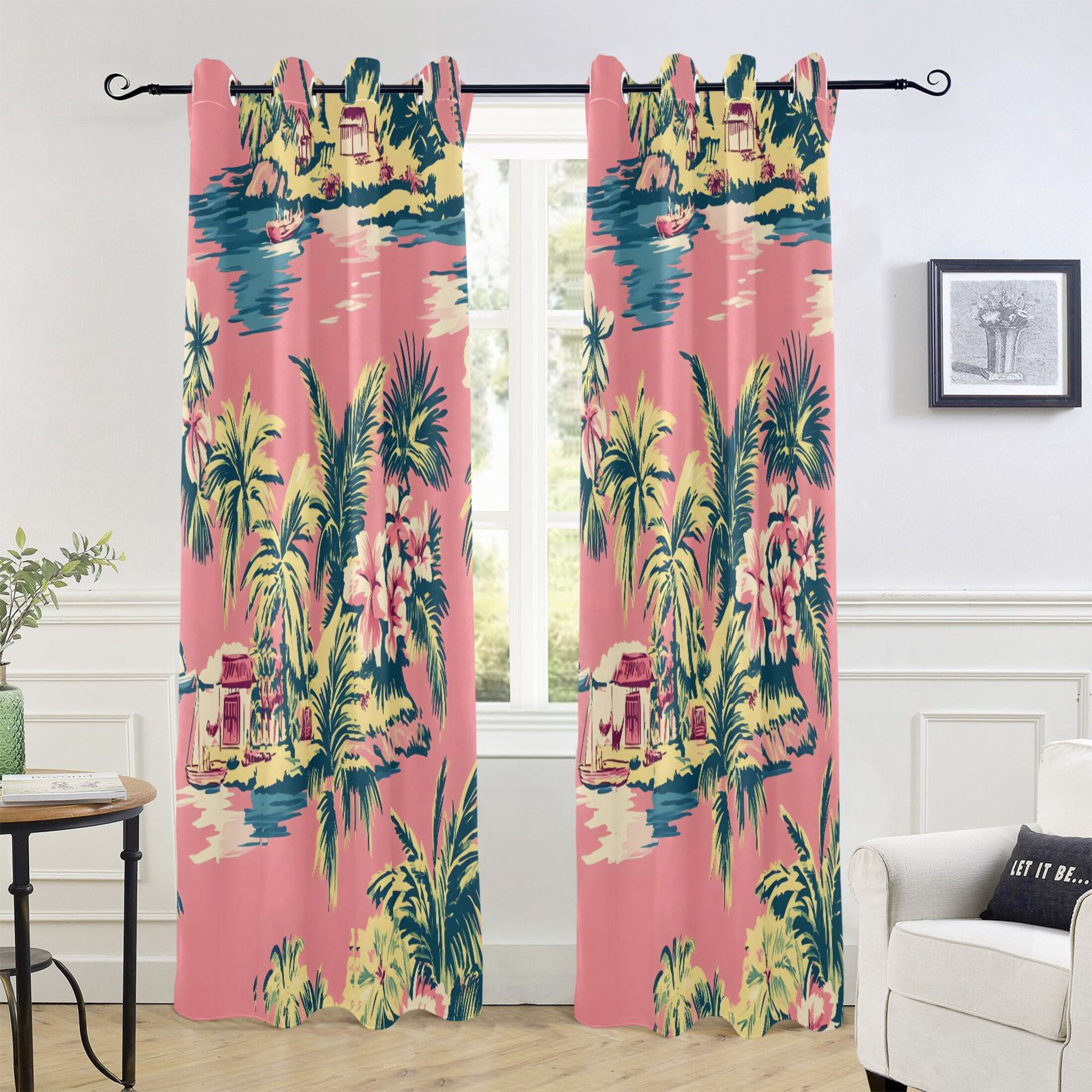 Vintage Palm Tree Blackout Curtains 84"x52" Thermal Insulated Curtain 1 Panel