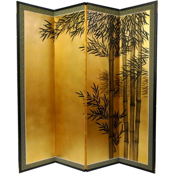 Oriental Furniture 5-1/2 Ft Tall Gold Leaf Bamboo Room Divider, 4 panel