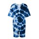 thumbnail image 4 of Gibobby pantalones deportivos Mono informal de manga corta de talla grande con cuello en V para mujer, pantalones cortos de pierna ancha de verano, mono estampado de con bolsi(Azul， XXXL), 4 of 5