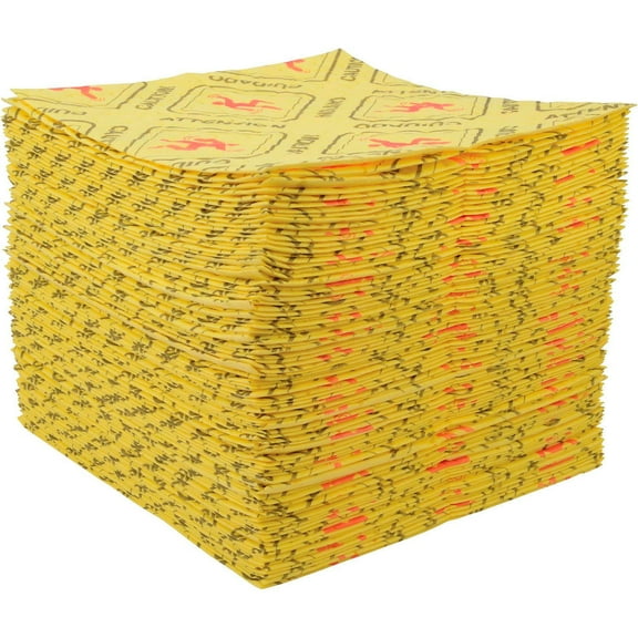 Global Industrial High Visibility Hazmat Sorbent Pads Heavyweight 16""W x 18""L
