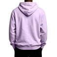 thumbnail image 4 of Men's Kangaroo Pocket Hoodie Hooded Long Sleeve Solid with Warm Cozy Soft Touch Pullover Basic Top for Fall Winter Everyday Wear and Weekend Outings Light Purple 5XL, 4 of 4