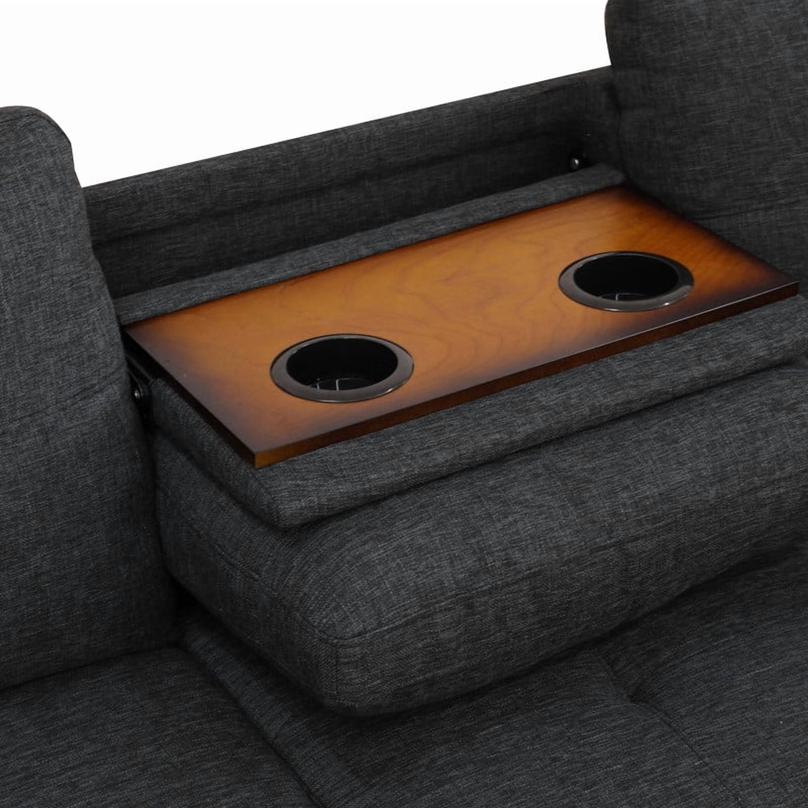 Howcool L-Shape Sectional Sofa with Cup Holders,3-Piece Black Sectional Sofa Couch, Storage Ottoman & 2 Toss Pillows,Nailhead Trim, Right-Facing