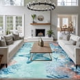 thumbnail image 4 of Summer Starfish Washable Living Room Rugs 5'x8', Teal Orange Ocean Corals Coastal Marine Life Low Pile Throw Large Area Rug Non-Slip Sturdy Edge Binding Carpet for Living Room Kitchen Office, 4 of 9