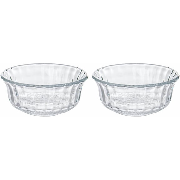 9.5 ounce Small Glass Bowls for Dessert, Snack, Fruit, or Nuts, 4.5" Textured Bowls Set for Kitchen Prep, Capacity Dip Bowls, Portion Control Bowls, Set of 6 (2)