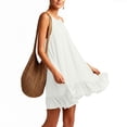 thumbnail image 4 of QUNYINEY Midi Womens Dresses Cotton Sleeveless White Summer Sundress Loose Fit A Line Crew Neck Casual Ruffle Dresses, 4 of 9