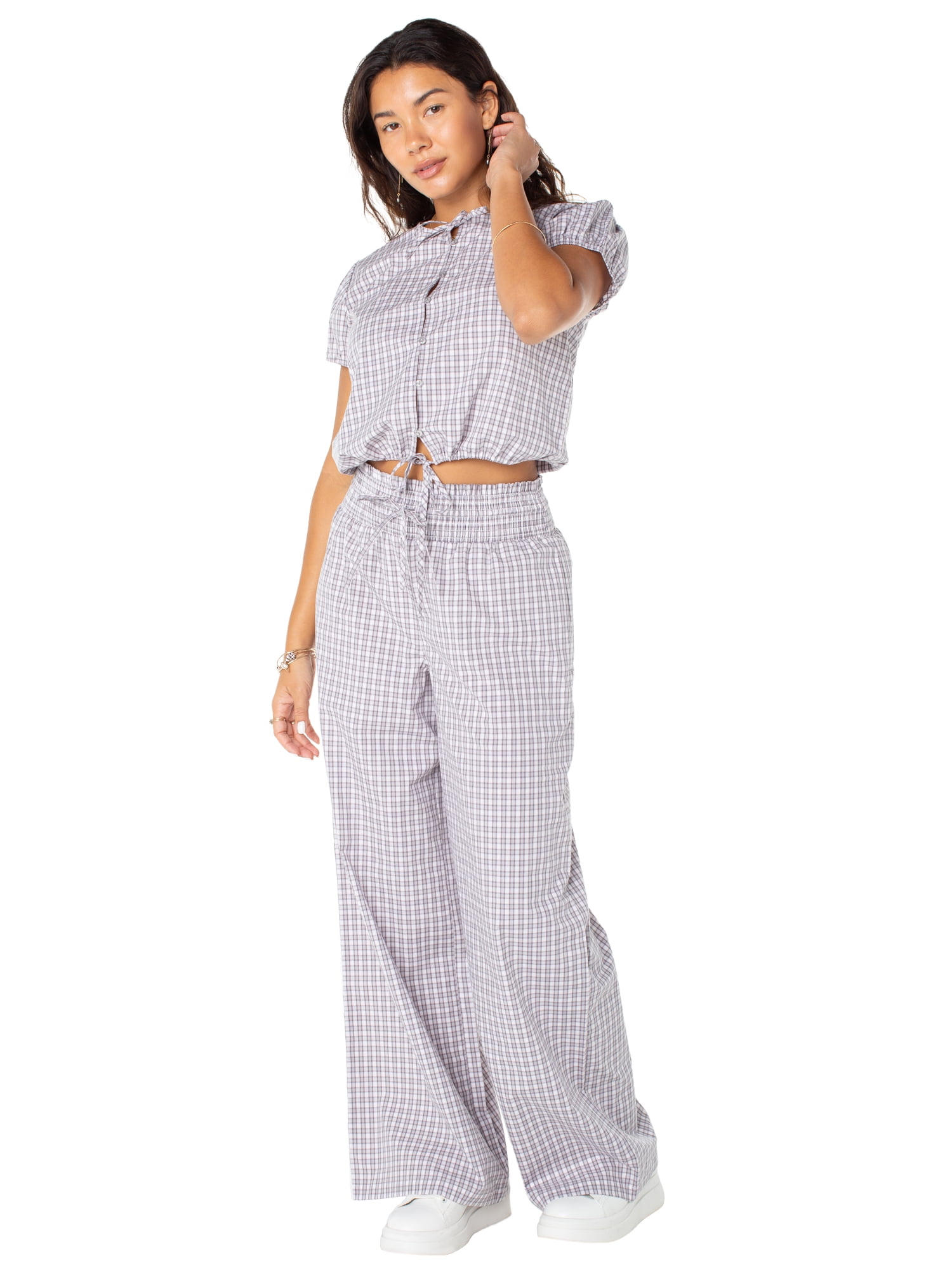 Celebrity Pink Women's and Women's Plus High Rise Pull On Wide Leg Pants, Sizes XS-XXXL