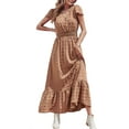 thumbnail image 6 of Audvoi Women's Boho Dress Short Sleeve Tiered Maxi Smocked Cocktail Dress, 6 of 11