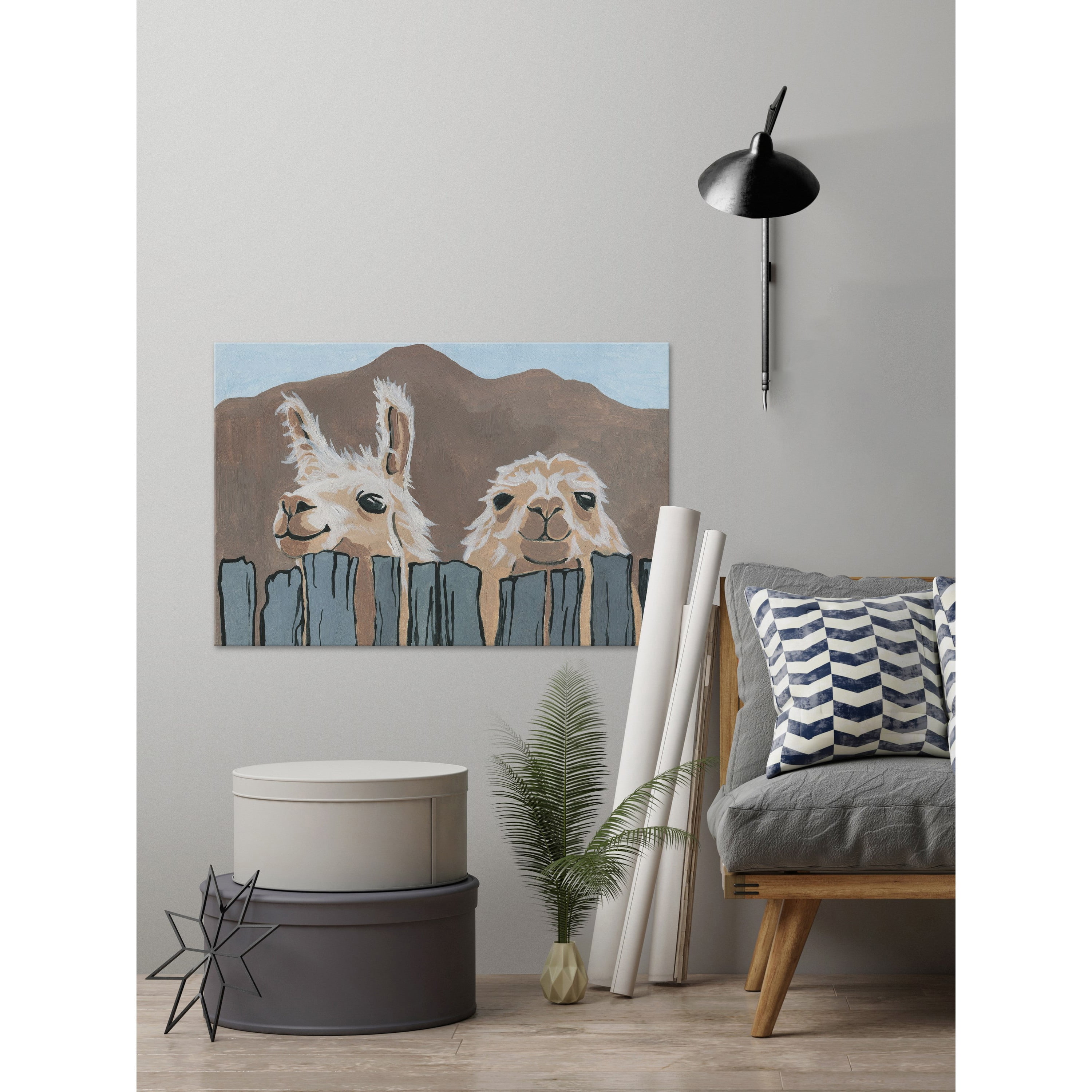 Marmont Hill Peekaboo Llamas 24.00" x 36.00" Painting Canvas Art Print, by Marmont Hill
