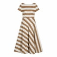 thumbnail image 5 of Karymi Stripe Boat Neck Short Sleeve Midi Dress, Vertical & Diagonal Stripe Patchwork Side Pockets Flowy A-Line Casual Sundress Summer Dresses for Women 2026, 5 of 5