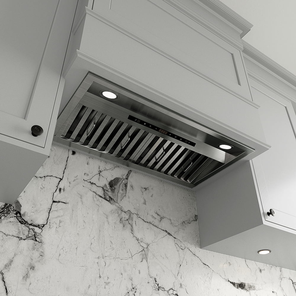 Streamline 28 in. Lamon Ducted Insert 350 CFM Range Hood in Brushed Stainless Steel with Baffle Filters, Touchpad Control, LED Lights