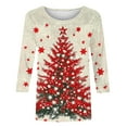 thumbnail image 5 of LEKWK Dressy Holiday Tops for Women 2025 Xmas Tree Crew Neck 3/4 Sleeve Tshirts Christmas Green Tops for Women Merry 3/4 Sleeve Tunic Tops for Women, 5 of 5