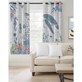 thumbnail image 4 of Sea Turtle Blackout Curtains for Bedroom Living Room, Watercolor Seaweed Fish Coral Seahorse White Letter Texture 84 In Long Thermal Insulated Room Darkening Drapes Grommet Window Treatments 42x84 In, 4 of 9