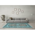 thumbnail image 3 of Ahgly Company Indoor Square Persian Light Blue Traditional Area Rugs, 5' Square, 3 of 4