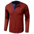 thumbnail image 3 of IROINNID Henley Shirts for Men Comfy Top Shirt Slim Long Sleeve Bottoming Shirt T-shirt Top Blouse,Burgundy, 3 of 5