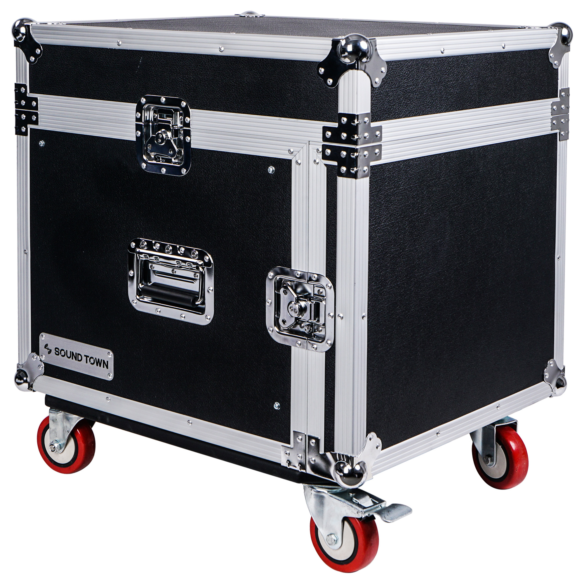 Sound Town 8U PA DJ Rack/Flight/Road Case with 11U Slant Mixer Top, 20