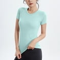 thumbnail image 3 of Nmnitkp Crop Workout Tops for Women Pack Summer Short Sleeve Gym Athletic Compression Shirts Cute Tight Basic Tops Tee Mint Green,L, 3 of 3