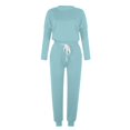 thumbnail image 6 of FADAACAI Womens Lounge Set Women's Two Piece Outfit Long Sleeve Crewneck Pullover Tops and Long Pants Tracksuit Sweatsuits Women 2 Piece Outfit Womens Sweatsuits Sets Blue M Clearance！, 6 of 8