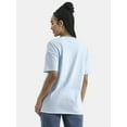 thumbnail image 2 of No Boundaries Oversized V Neck Graphic Tee with Short Sleeves, Women's, 2 of 4