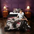 thumbnail image 4 of Manfei Japanese Samurai Dragon Animals Twin Comforter Sets,Cherry Blossom Bedding Set,Red Gray,Black Reversible,2pcs,1 Comforter and 1 Pillowcase, 4 of 7