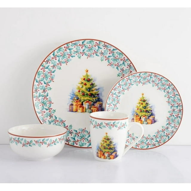 Vajilla Navideña Vascella Porcelana para 4 personas 16pz