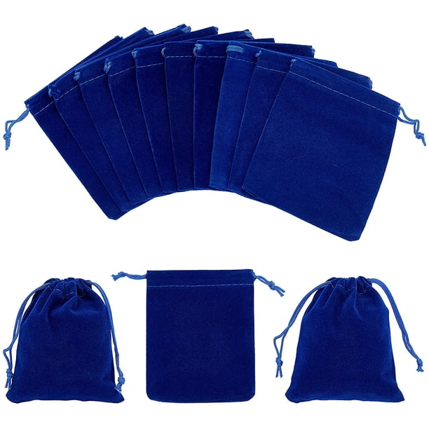 30 bolsas de terciopelo con cordón de 12 x 10 cm, bolsas rectangulares de regalo, bolsas de almacenamiento de joyas, bolsas de dulces, bolsas de joyería para regalos de boda (azul oscuro) JM MX-0137653FYD