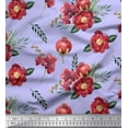 thumbnail image 1 of Soimoi Blue Rayon Fabric Leaves,Pomegranate & Floral Decor Fabric Printed BTY 56 Inch Wide, 1 of 3