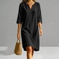 thumbnail image 6 of ZToonmas Women's 3/4 Sleeve V-Neck Shift Dress Casual Loose A-Line Midi Dress for Summer, 6 of 8