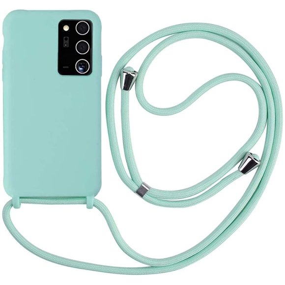 Liquid Silicone Mobile Phone Case On A Chain For Iphone 6/6s/7/8, Adjustable Necklace Case, Mint Green