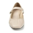 thumbnail image 6 of Journee Signature Womens Genuine Leather Ellsy Mary Jane Low Stacked Heel Square Toe Pumps, 6 of 9