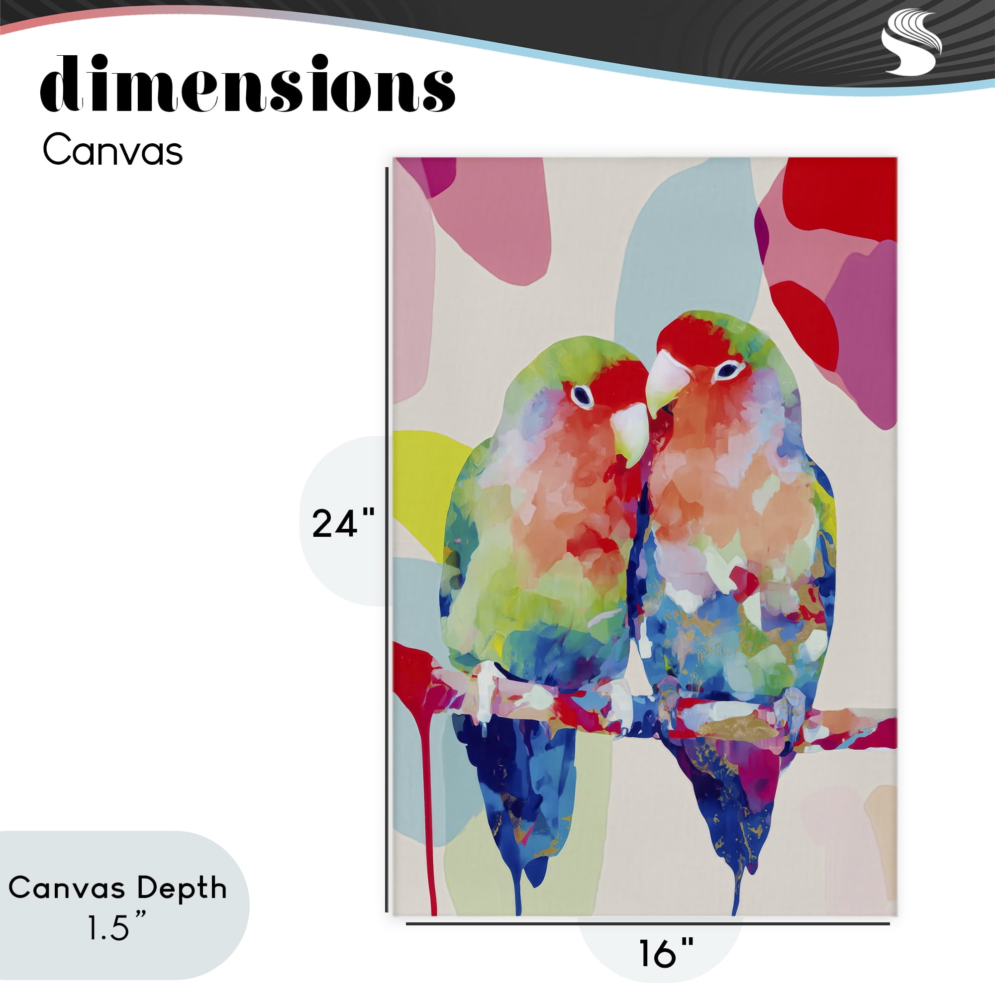 Stupell Industries Lovebirds on a Branch Canvas Wall Art, design by Chromatic Storm Studio