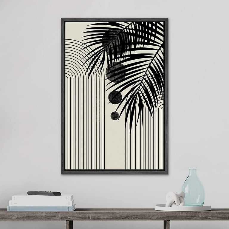 IDEA4WALL Framed Canvas Print Wall Art Set Mid-Century Geometric Tropical Landscape Abstract Shapes Illustrations Minimalism Bohemian Decorative for L