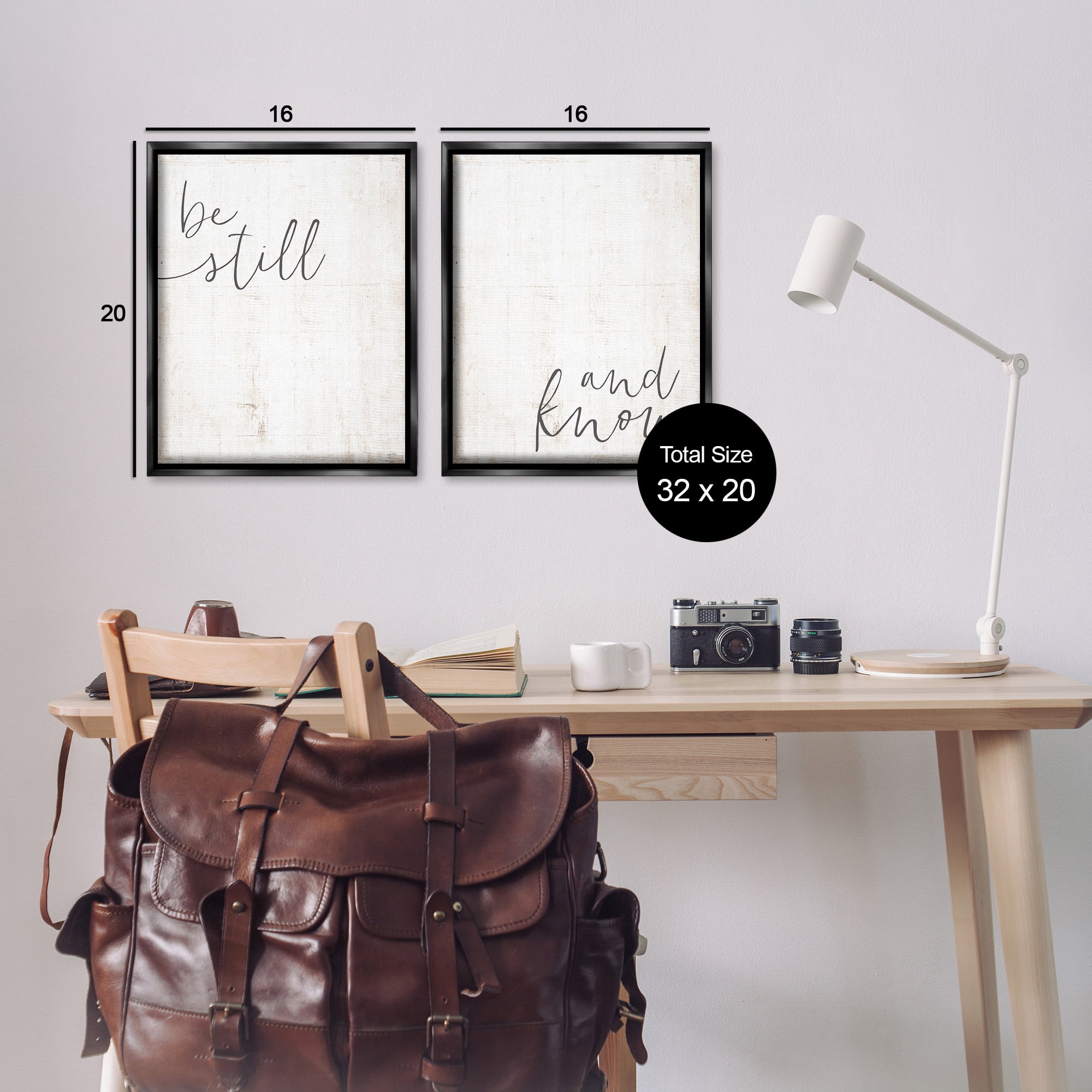 Stupell Industries Be Still & Know Spiritual Calligraphy Inspirational Painting Black Floater Framed Canvas Art Print Wall Art, 17 x 21, Set of 2