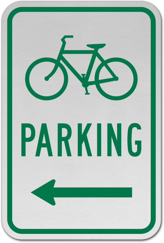 Bicycle parking arrow left Safety sign 