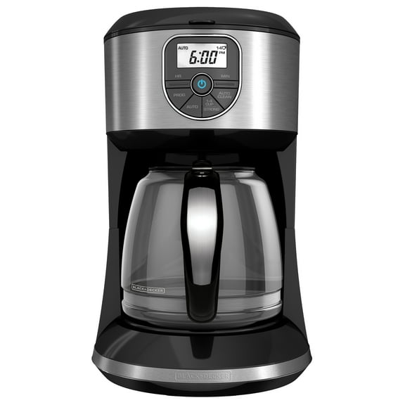 BLACK DECKER 12-Cup* Programmable Coffeemaker, Black/Stainless Steel, CM4000S