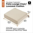 thumbnail image 6 of Classic Accessories Montlake FadeSafe Water-Resistant Patio Lounge Chair/Loveseat Cushion, 21 x 21 x 5 inch, Antique Beige, 6 of 28