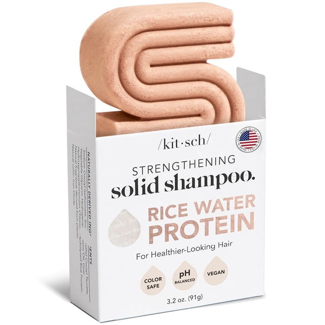 Shampoo Bar Kitsch con agua de arroz para crecimiento del cabello, vegano, 90 ml