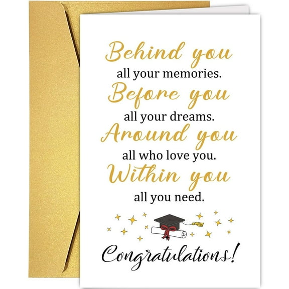 Graduation Congratulations Card – Inspirational Design with Gold Foil Accents – Blank Inside with Envelope – Perfect for Recent Graduates, Class of 2023
