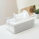 thumbnail image 5 of Soporte para caja de pañuelos de acrílico transparente, rectangular, con tapa para dispensador de pañuelos, organizador de toallas de papel transparente para baño, cocina y oficina, 5 of 7