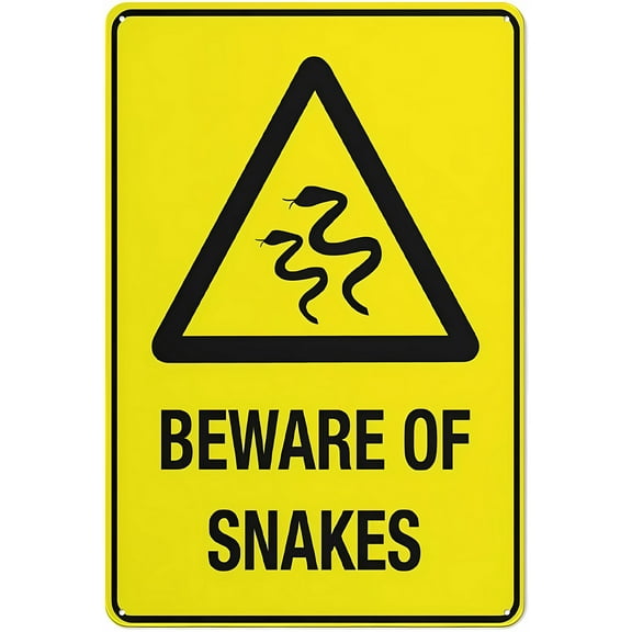 Beware of Snakes Yellow 8"x12" Safe Sign, Outdoor Sign, Home Business Driveway Alert Sign, Wildlife Warning Sign