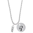 thumbnail image 1 of Delight Jewelry Silvertone Navy Silvertone Script Initial Disc - P - Charm Necklace, 20"+3", 1 of 4
