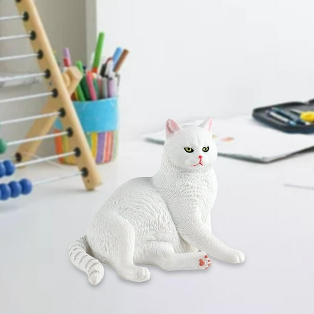 Modelo de figura de Animal de gato realista, estatua de gato en miniatura, juguete de gatito realista de colección para niños, regalo de cumpleaños