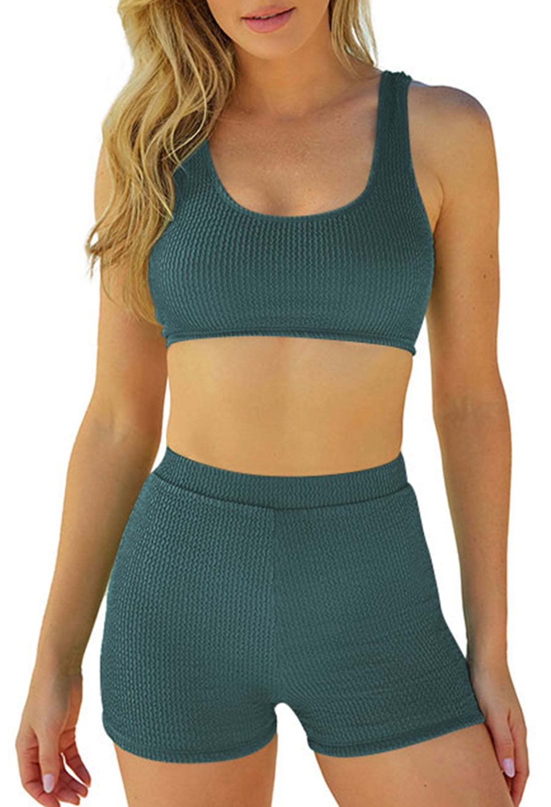 Pink Queen Workout Sets for Women 2 Piece Seamless Ribbed High Waist Leggings with Sports Bra