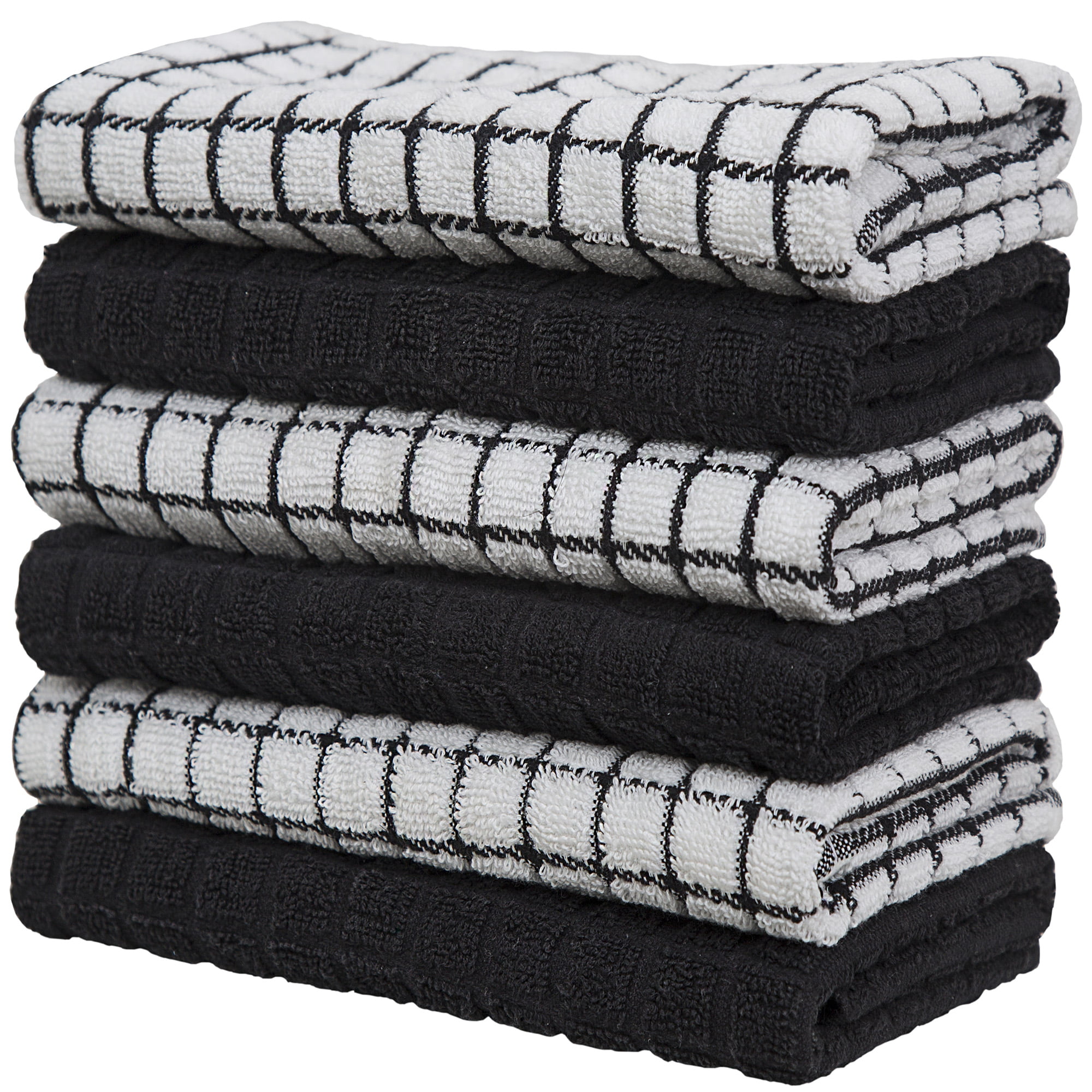XLNT Black Large Kitchen Towels (2 Pack) - 100% Cotton Dish Towels | 20 x  28 | Ultra Absorbent Dishcloths Sets of Hand Towels/Tea Towels for