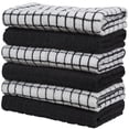 thumbnail image 4 of Premium Kitchen Towels (16”x 28”, 6 Pack) – Large Cotton Kitchen Hand Towels – Chef Weave Design – 380 GSM Highly Absorbent Tea Towels Set With Hanging Loop – Black, 4 of 6